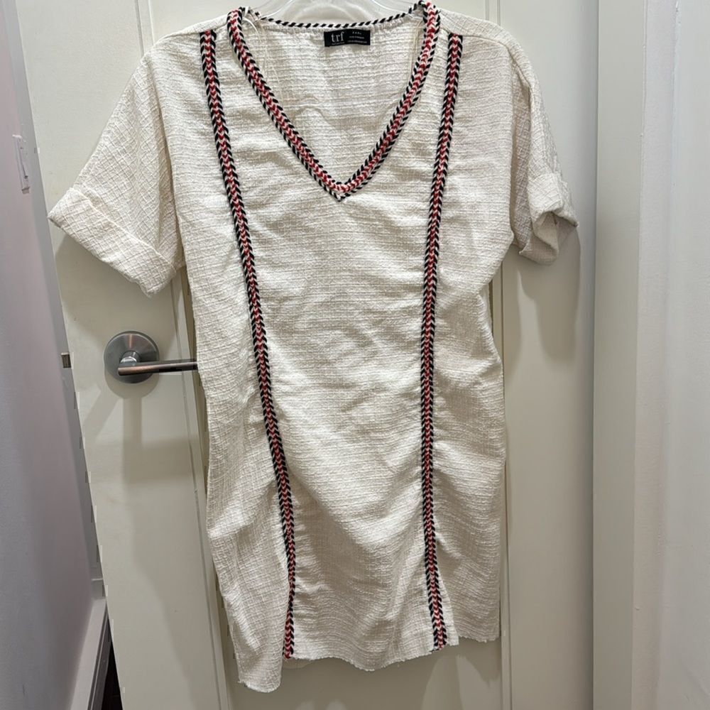 Zara -  Red and Black Bohemian Style Raw Hem Mini Dress Size XS